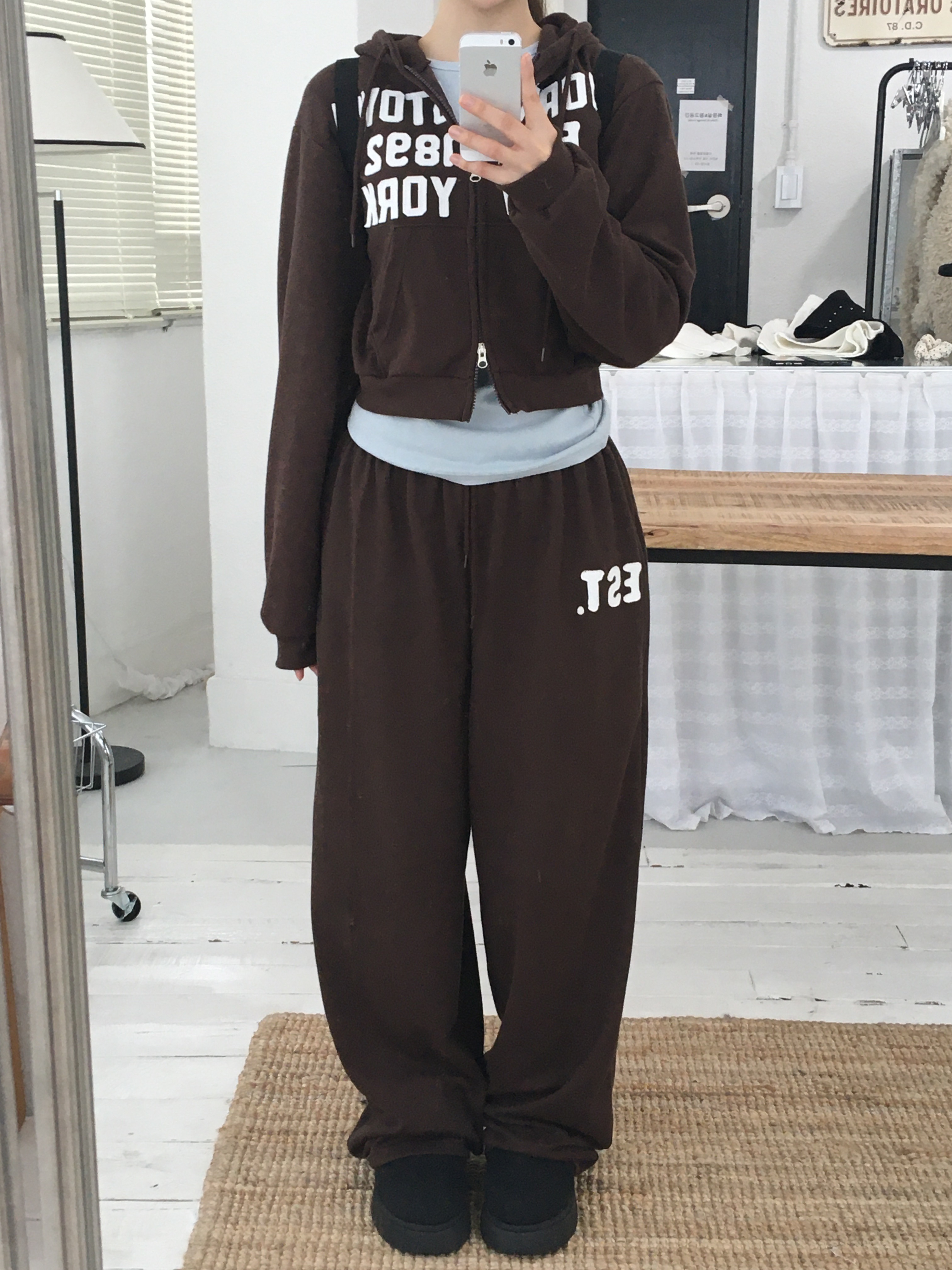 [pants/골반볼륨핏] 패치 롱 와이드 트레이닝팬츠 트레이닝셋업 세트 (3col) 상세 이미지 8