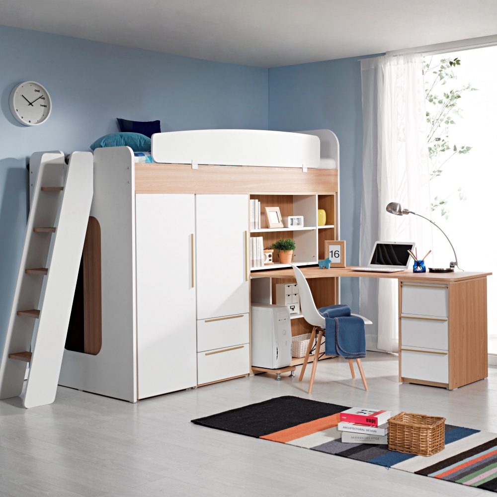 동서가구 컨셉트MU-E113 사다리 벙커침대 h형책상 옷장2세트 DF903051