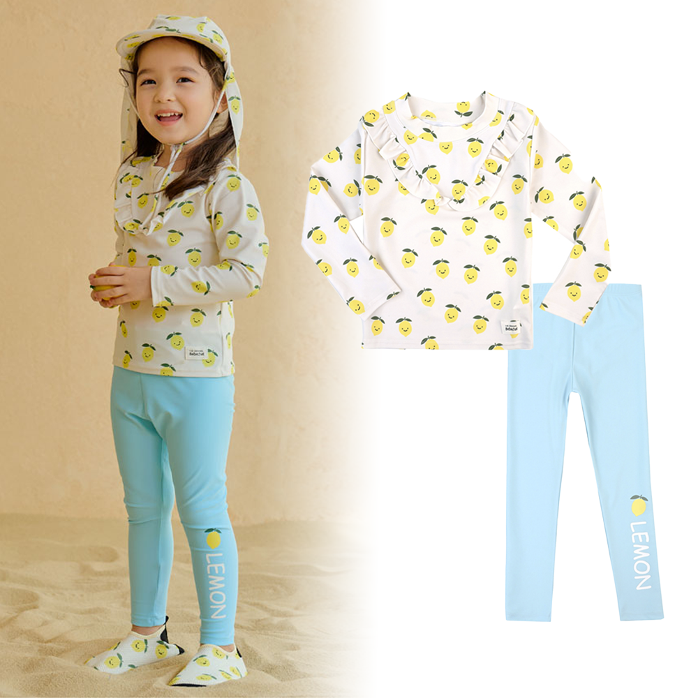 여아래쉬가드 유아수영복 아기 어린이 초등 여아 수영복 세트 레몬 상하