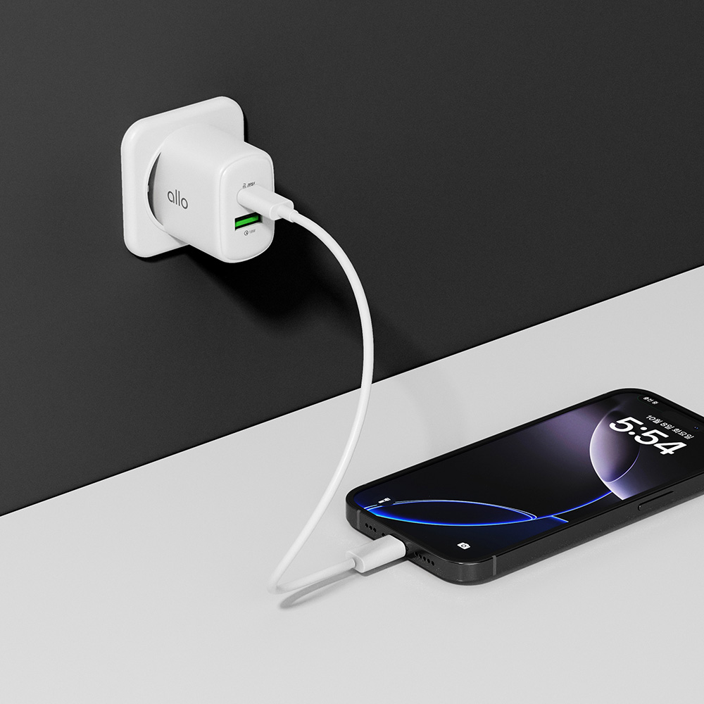 알로코리아 라이트 GaN 25W 갤럭시 아이폰 초고속 멀티 충전기 어댑터 UC225GPD