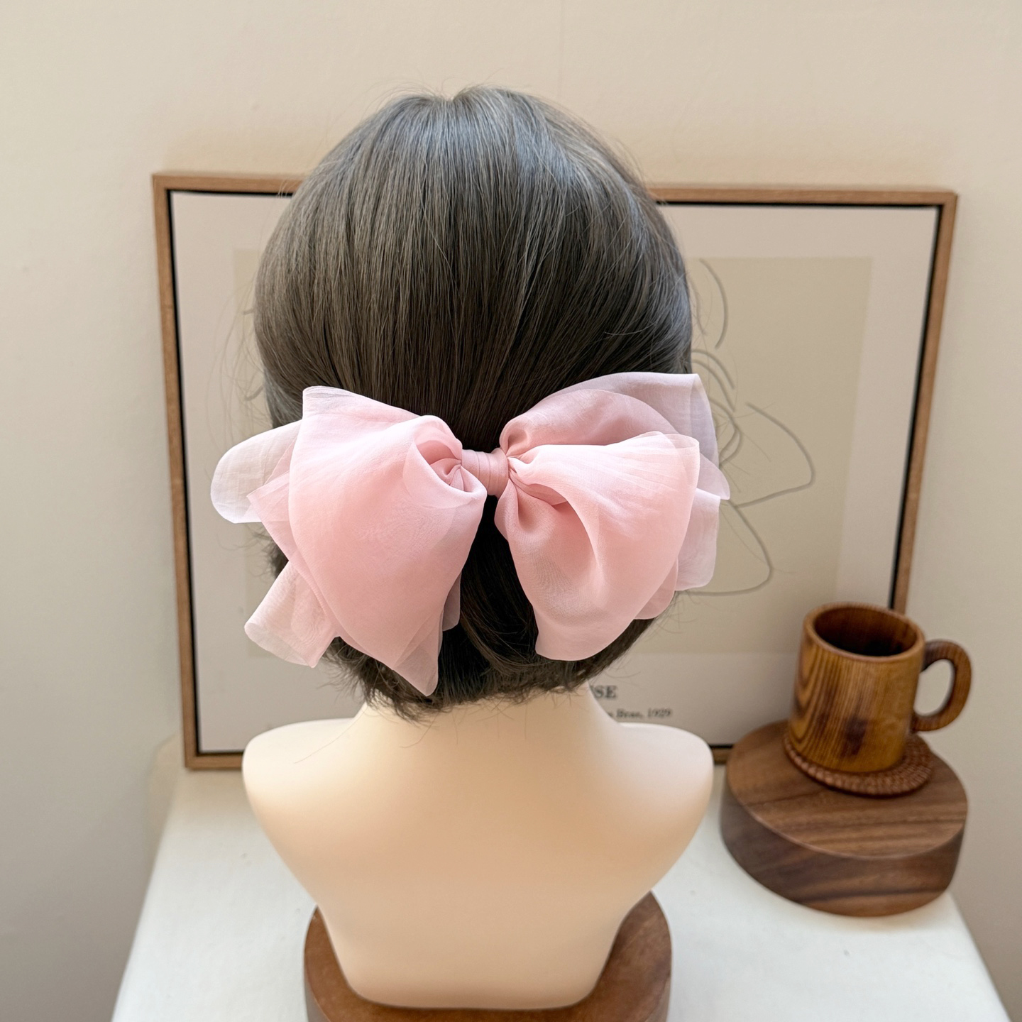 하늘하늘풍성 쉬폰리본핀 왕리본 반묶음 예쁜헤어핀 삔 - 상세 이미지 4
