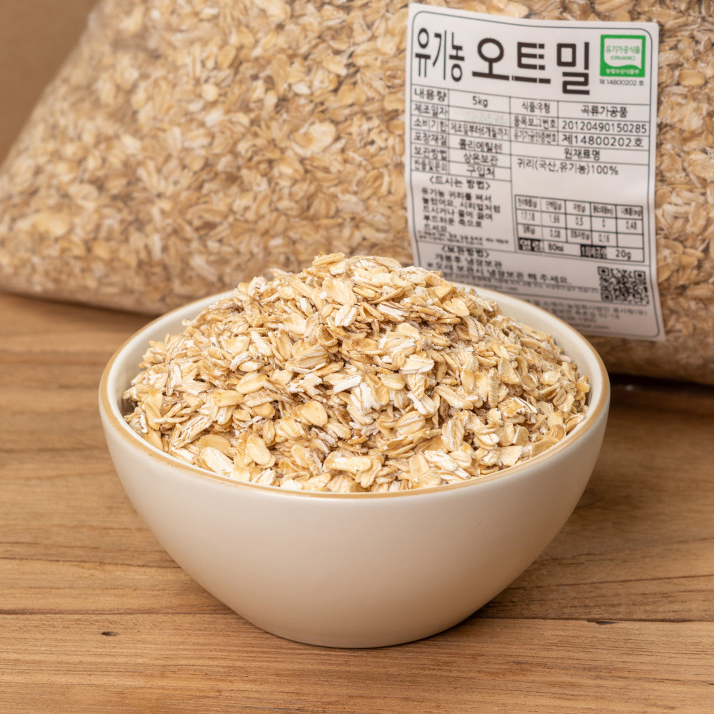 [대용량] 유기농 오트밀 5kg, 싸리재 국산 롤드 오트 압착귀리 포리지 오트밀 쉐이크 - 상세 이미지 2