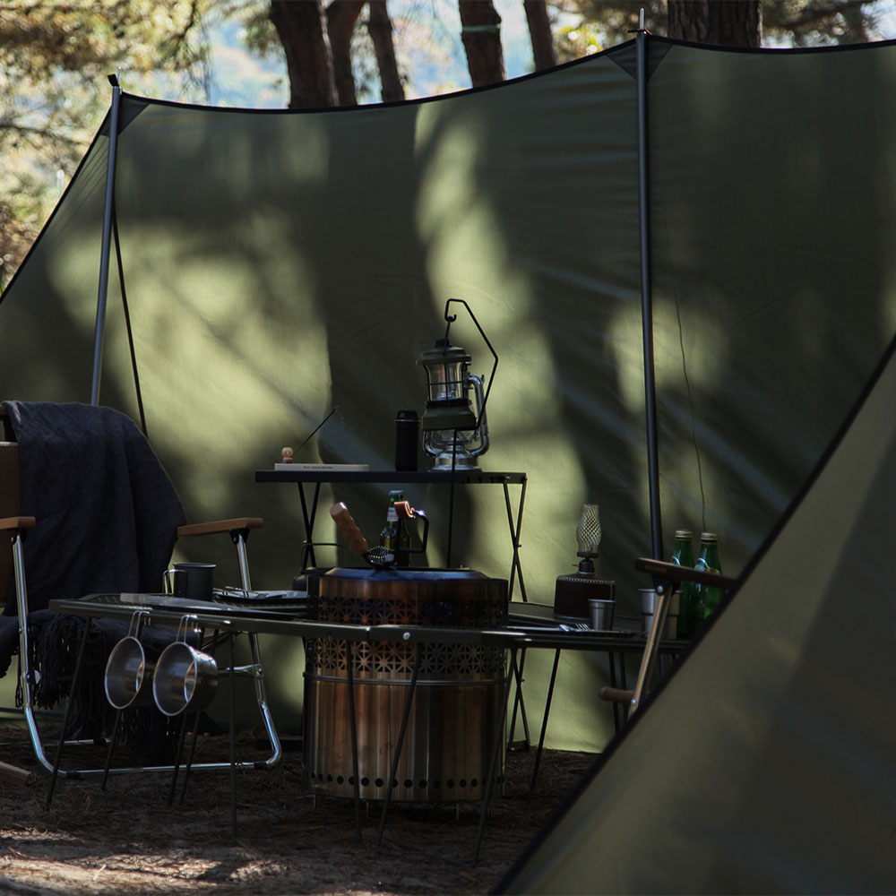 블루폴 하버 윈드스크린 캠핑 타프 사이드월 바람막이 자립형 사이트 가림막 720x160cm, 블랙