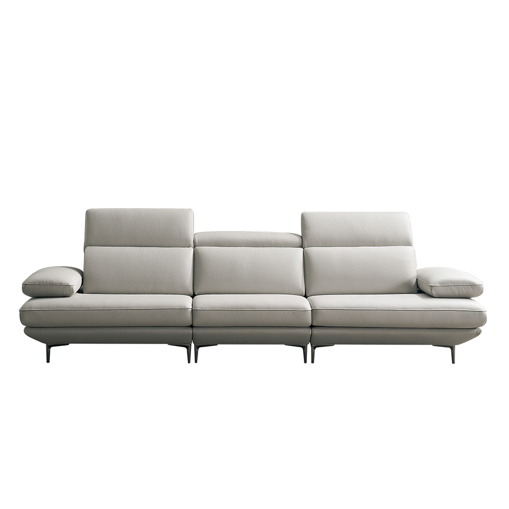 쉐우드가구 모담 이태리 천연통가죽 팔걸이 모듈형 스윙소파 크림, 3인용