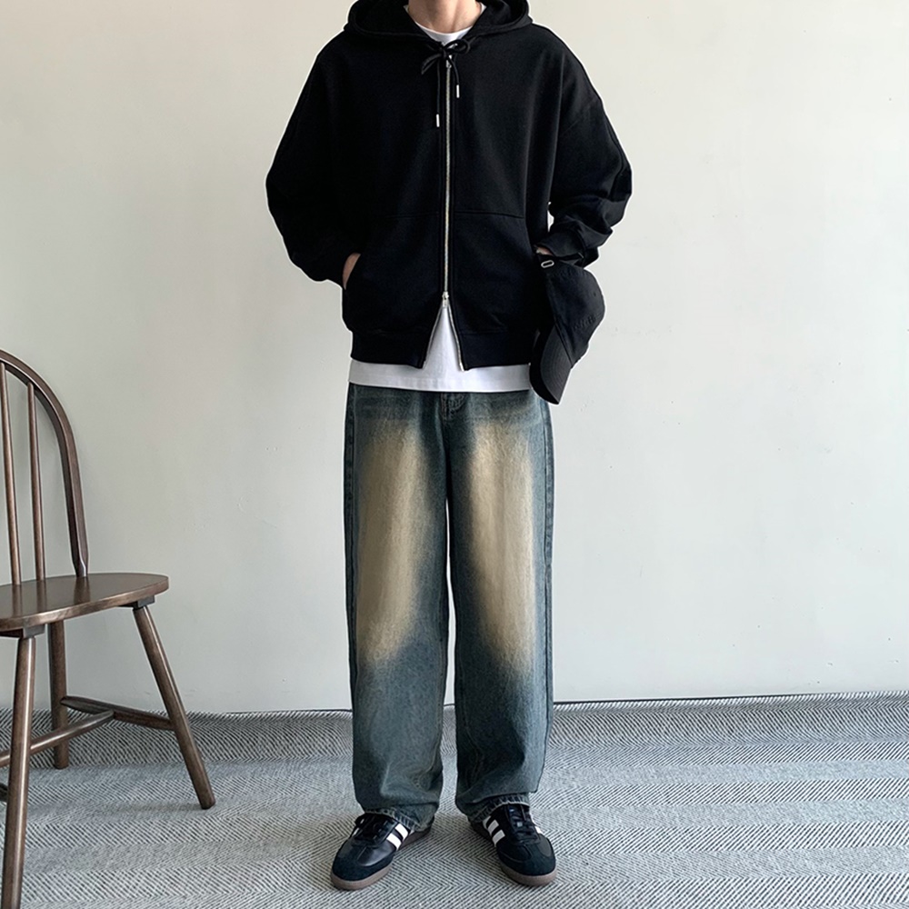 벌룬데님 흑청바지 남자진청바지 남자와이드청바지 - 상세 이미지 4