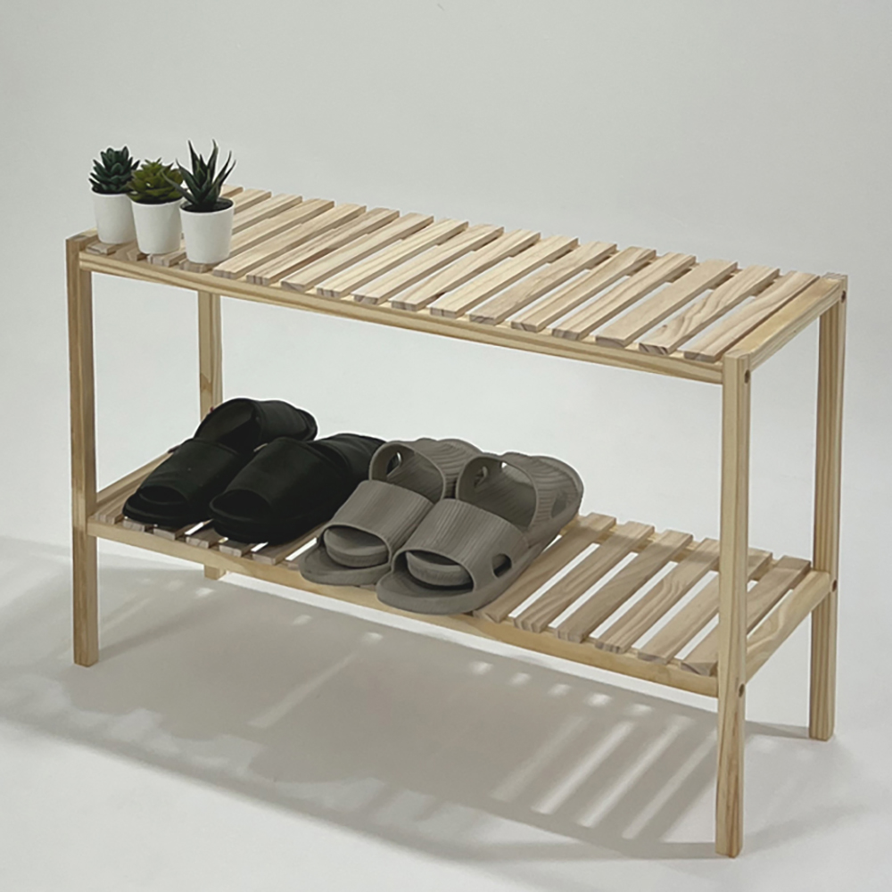 미니 나무선반 원목선반장 현관 폭좁은 작은 원목 수납 2단 다용도 선반 40x26x46cm