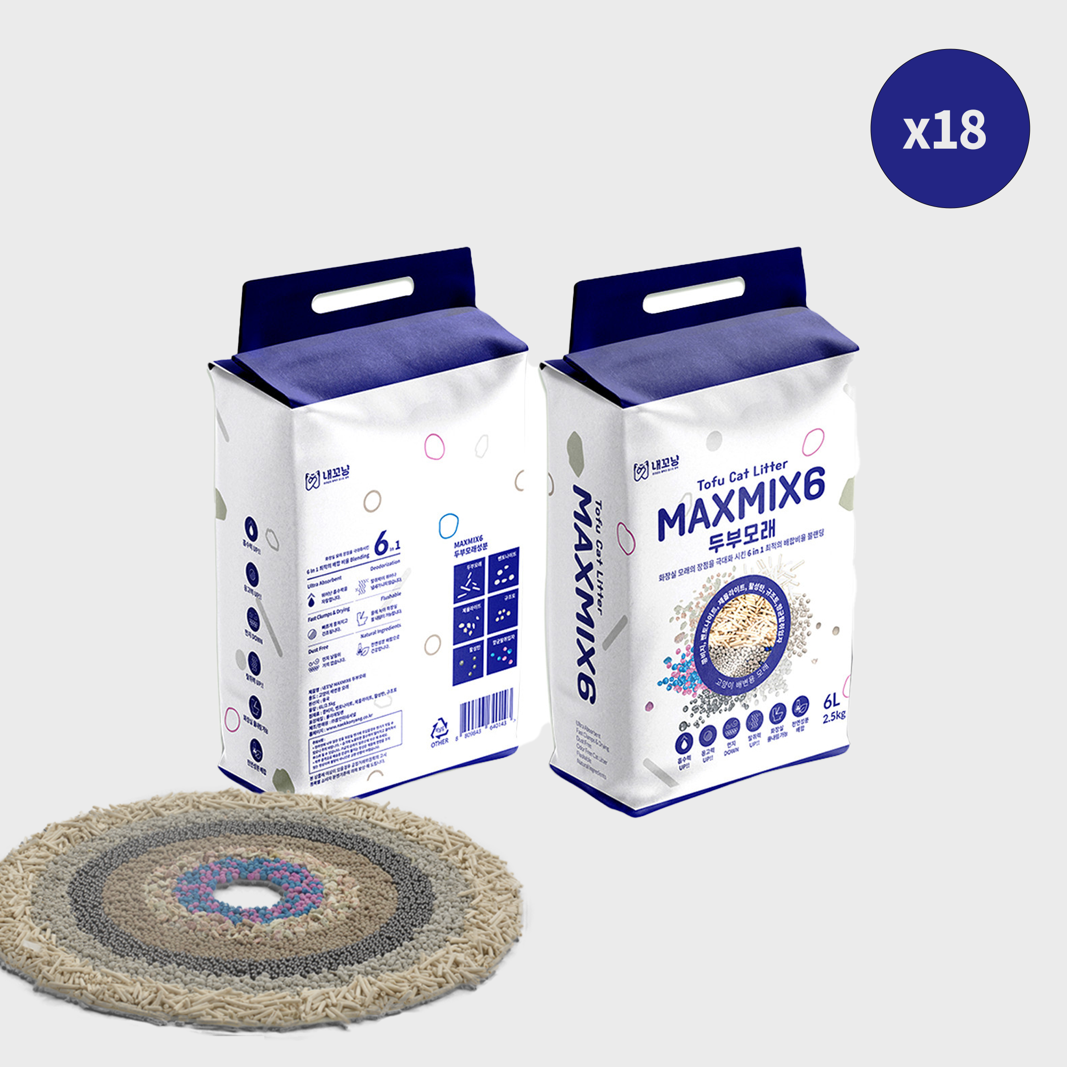 내꼬냥 고양이 두부모래 탈취입자 MAXMIX6 고양이모래 6L, 18개 - 상품 이미지