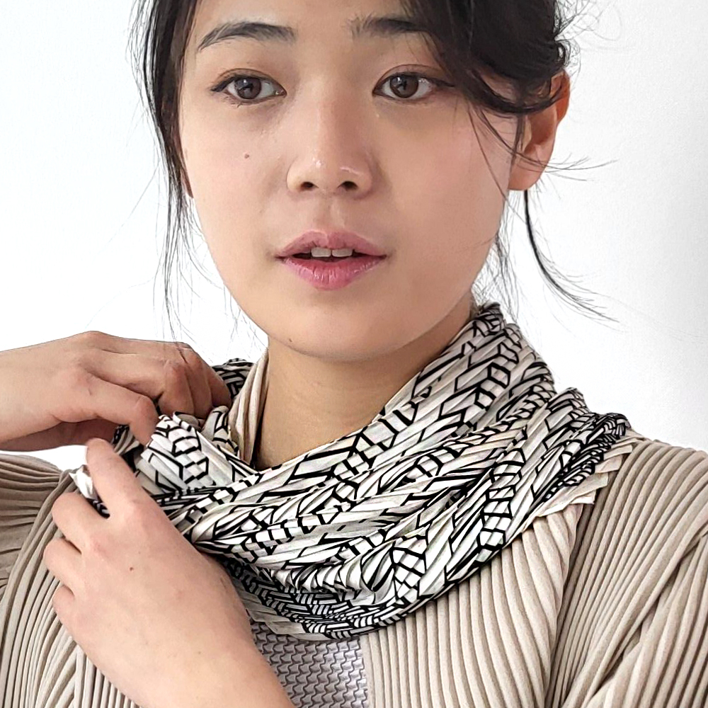 VSF40 플리츠 단아한 모노톤 실키한 정장 쁘띠 스카프