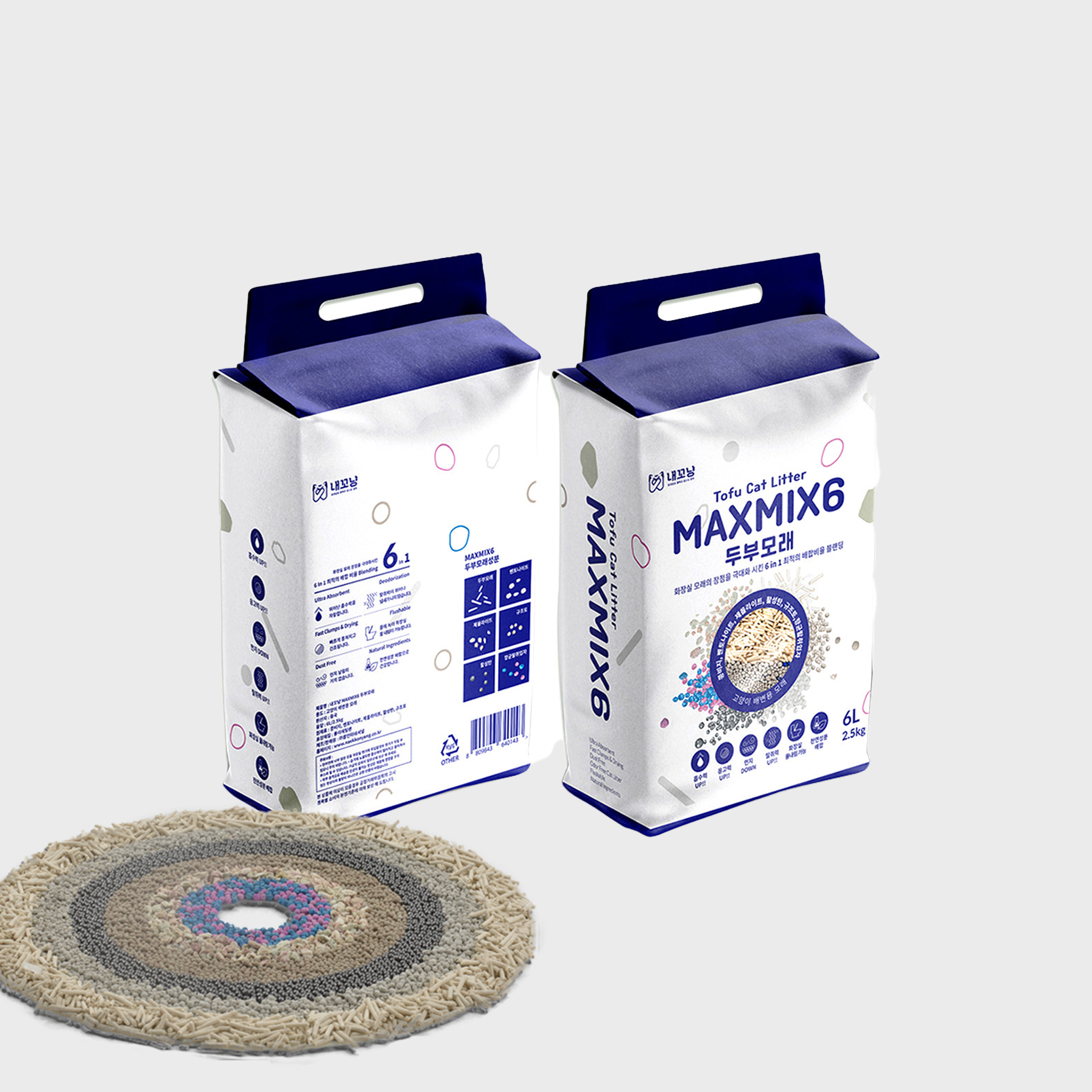 내꼬냥 고양이 두부모래 탈취입자 MAXMIX6 고양이모래 6L, 1개 제품 이미지