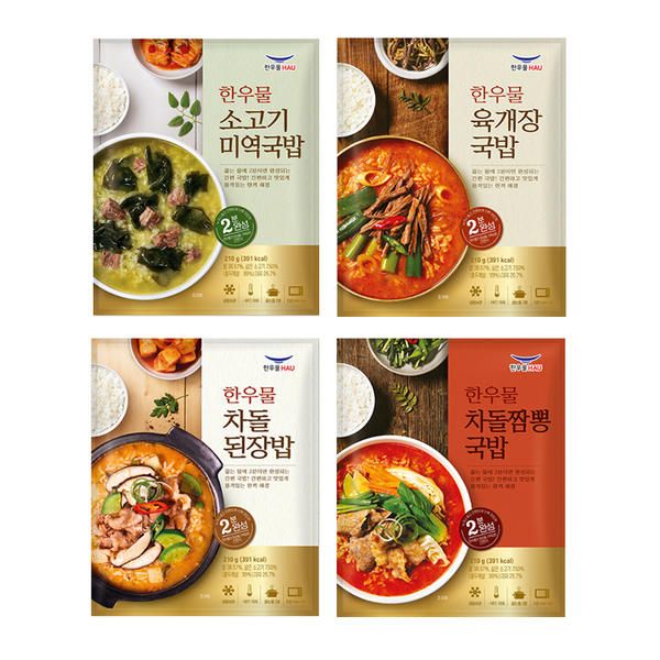 한우물 국밥 10봉 4종/미역국/육개장/차돌된장밥/차돌짬뽕 한우물 소고기 미역국밥 210g x 10개 : 제이브 스토어