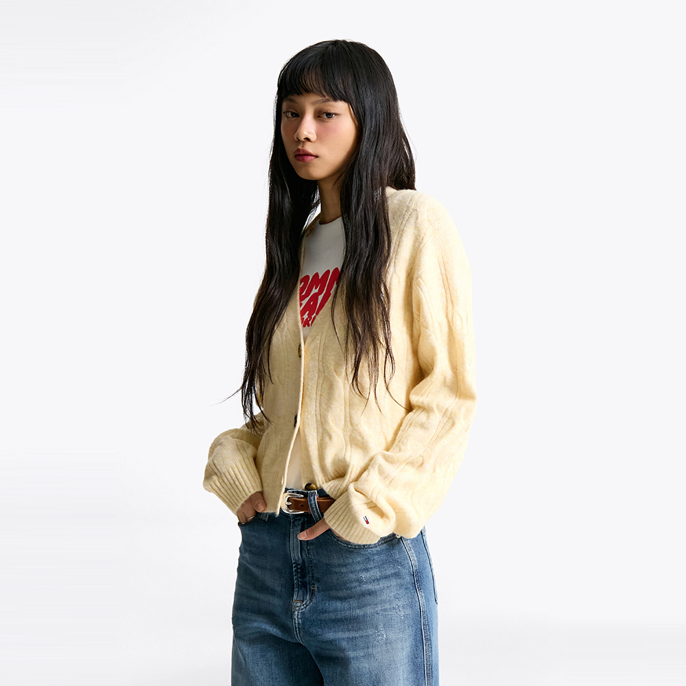 브이넥 케이블 가디건 (T32F0KCD30TWT1ZGA) : Tommy Hilfiger