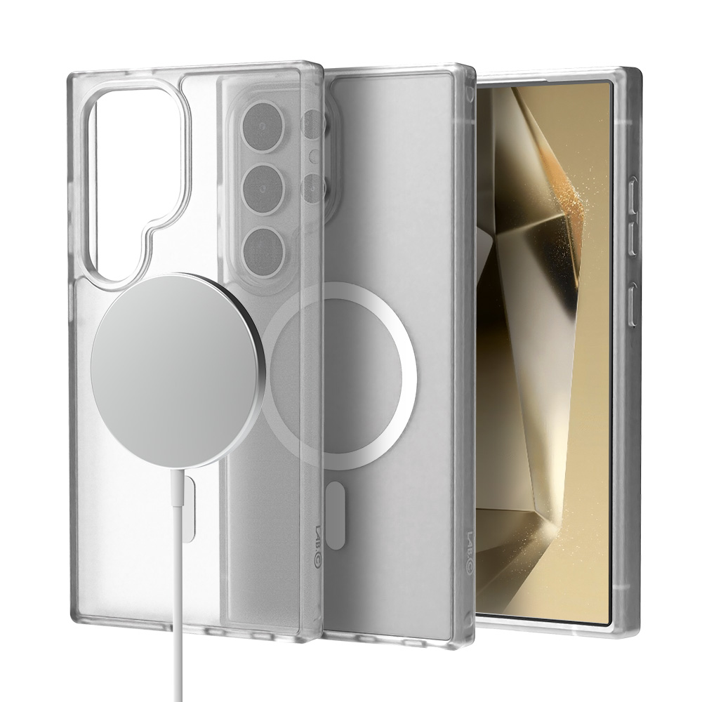 랩씨 지문방지 맥세이프 케이스 최강 2배자력 변색방지 마그넷 커버 매트 클리어, 갤럭시S24 울트라