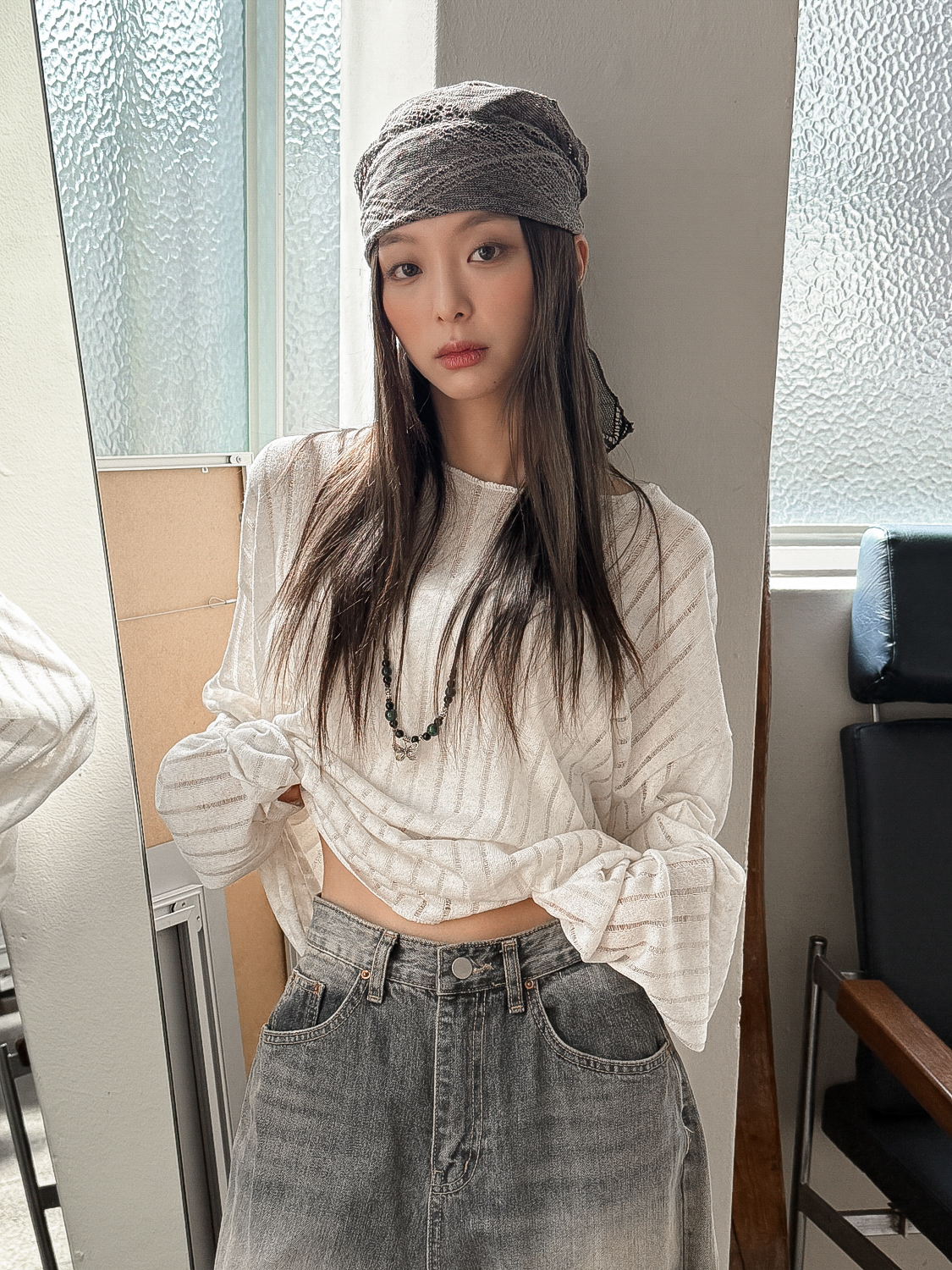 [아이돌착용!] 지스 펀칭 네트 봄 여름 셔링 두건 모자 3color 상세 이미지 15