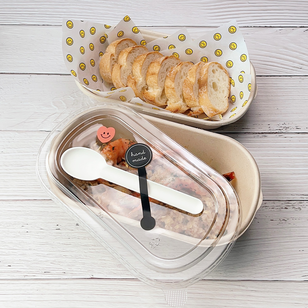 일회용 펄프 포장 용기 도시락 샌드위치 케이스 김밥 샐러드용기 50세트 - 상세 이미지 5
