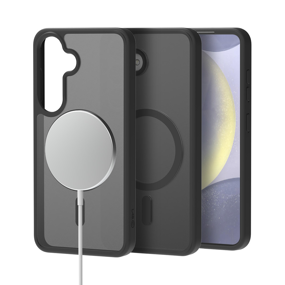 랩씨 지문방지 맥세이프 케이스 최강 2배자력 변색방지 마그넷 커버 매트 블랙, 갤럭시S24