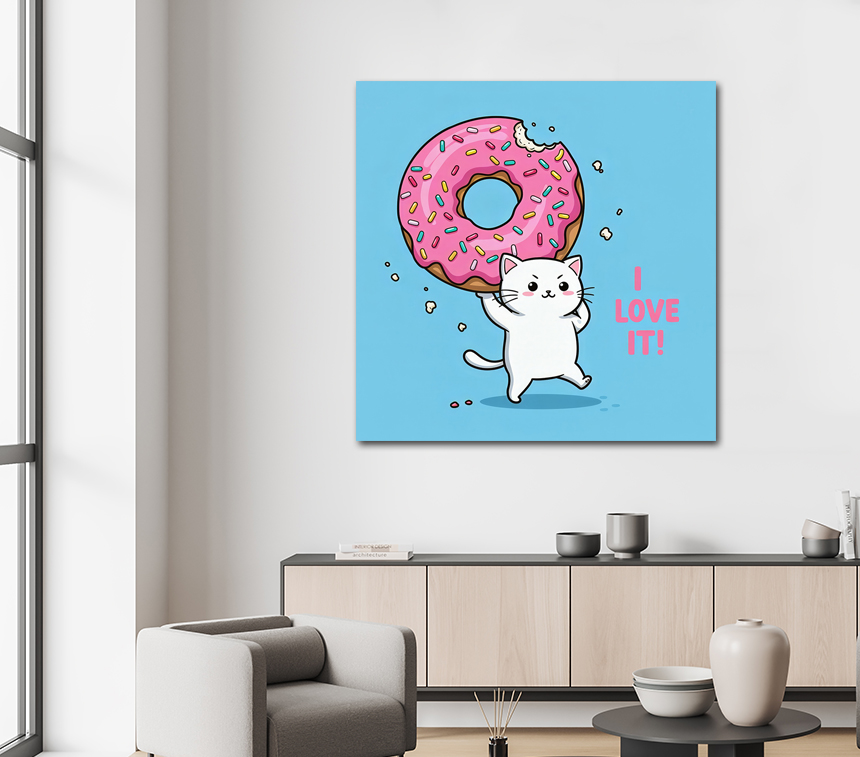 도넛큰 고양이 그림 거실 액자 아이방 현관 카페 팝아트 소형 - 상세 이미지 3
