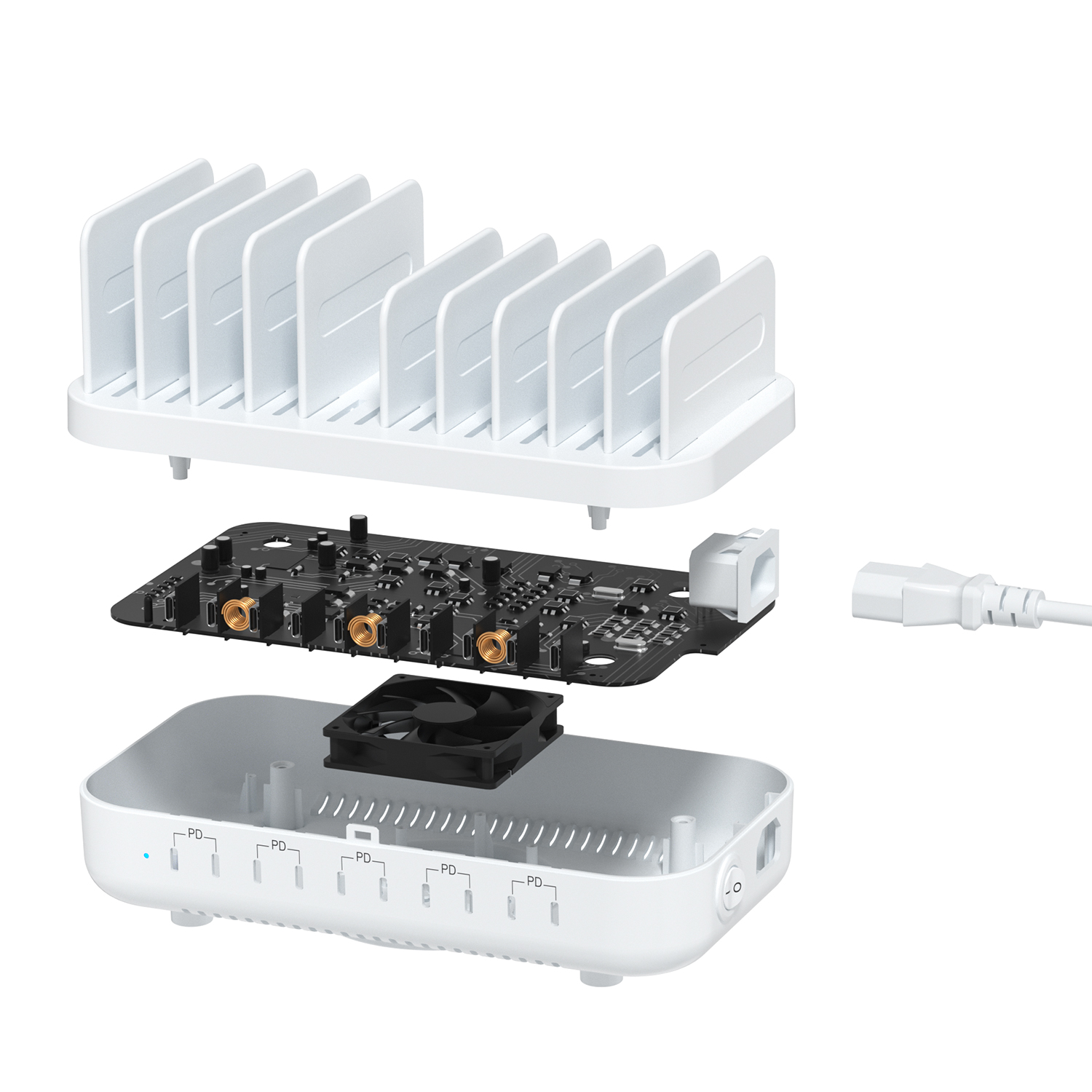 N배송 괴물충전 200W C타입 10포트 냉각팬 올고속 멀티충전기 블랙 - 상세 이미지 3
