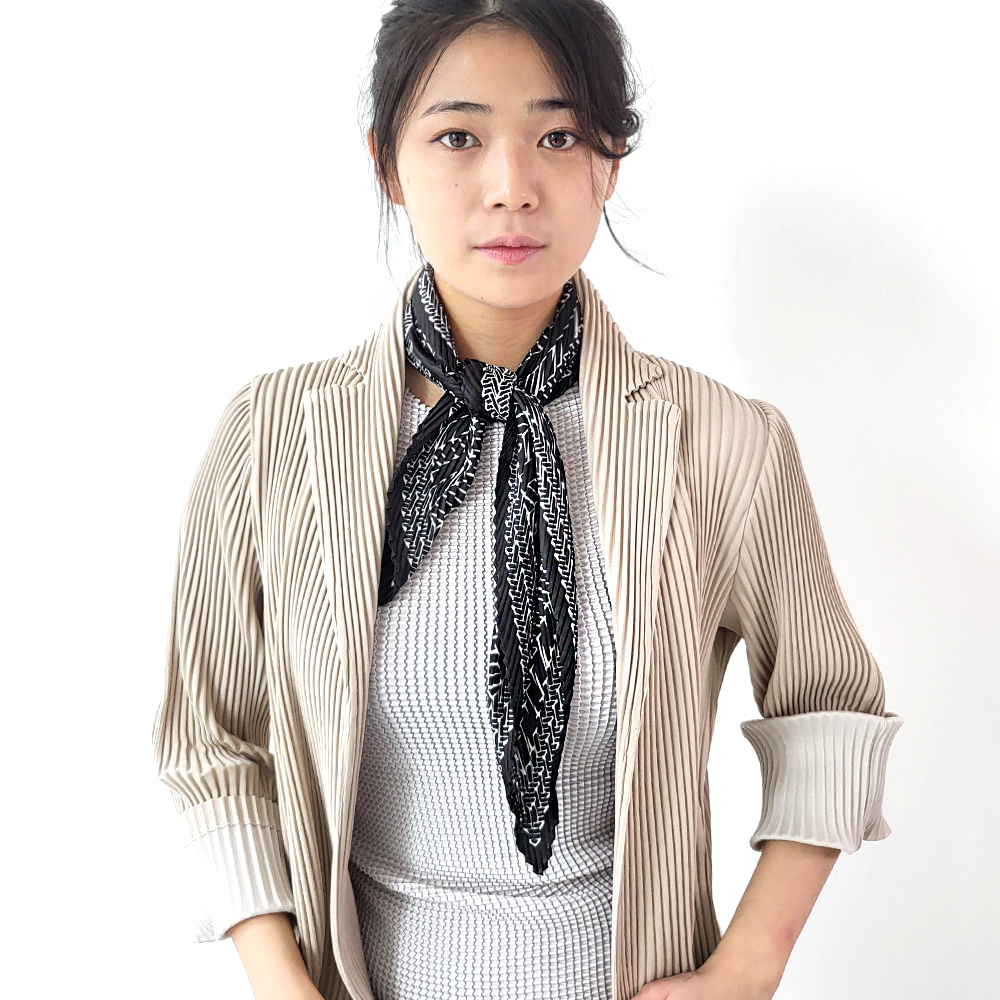 VSF40 플리츠 단아한 모노톤 실키한 정장 쁘띠 스카프