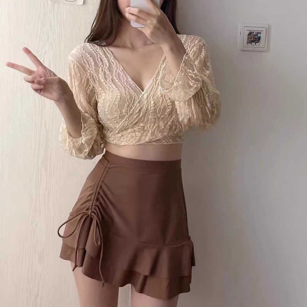 여성원피스수영복 비치웨어 비키니 온천 수영복 세트 - 상품 이미지