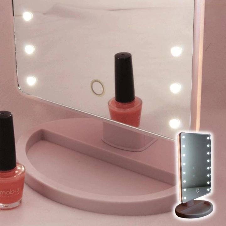 터치 LED 조명 화장 거울 불 스탠드 거울 - 메인 이미지