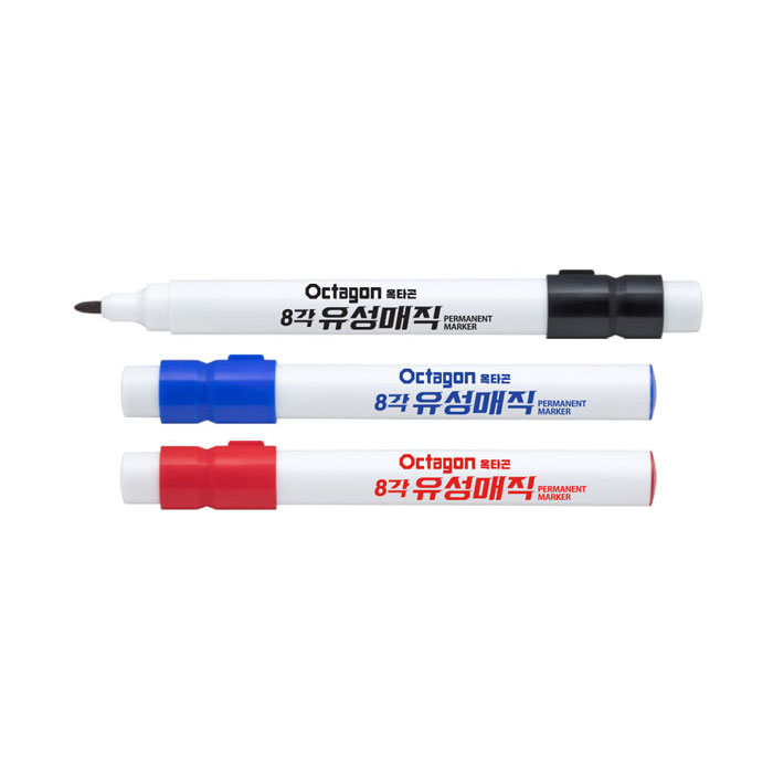 라인플러스 옥타곤 8각 유성매직 12개입(1타) (가는둥근닙) - 상품 이미지