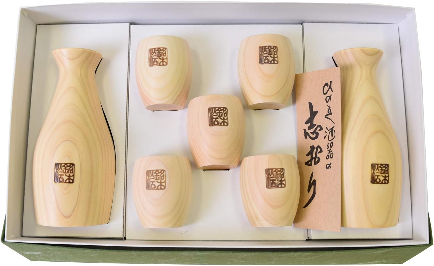 기소공예 Kiso 마루구이 히로키 편백나무 사케 다기 주기 7피스 - 상품 이미지