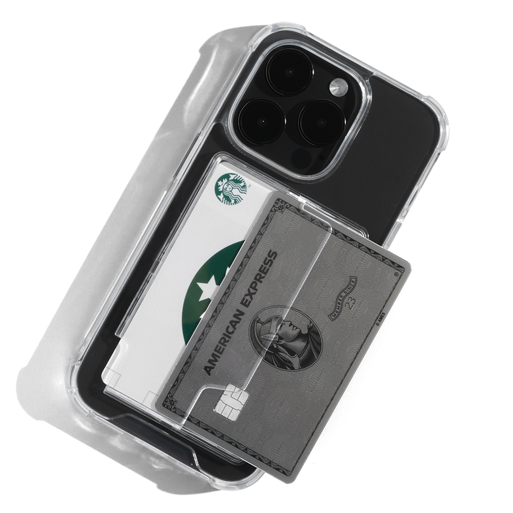 카드 2장 케이스 범퍼 투명, 아이폰15 프로 맥스
