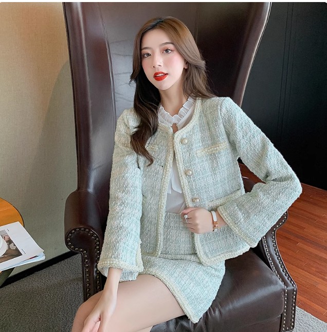 봄 가을 트위드 셋업 정장 스커트 세트 하객룩 상견례룩 데이트룩 오피스룩 - 상세 이미지 3