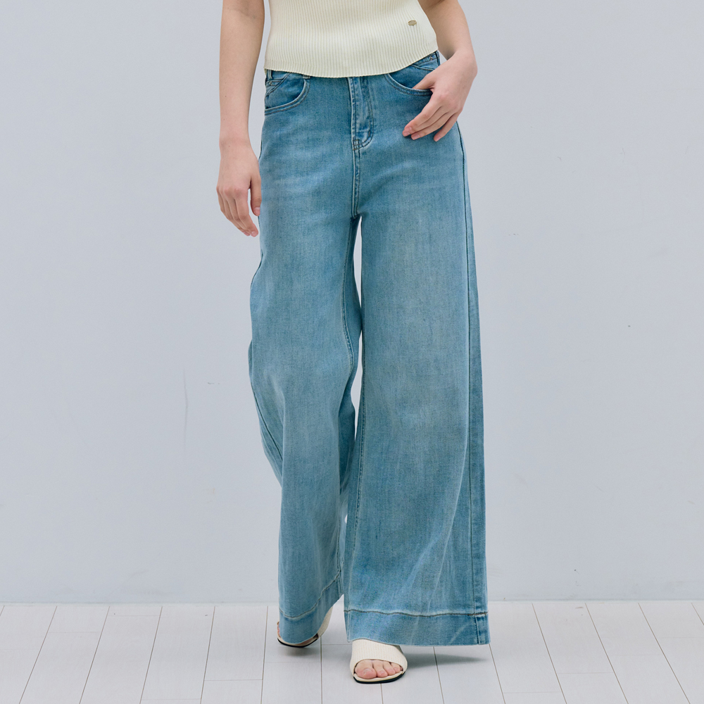 [메타퍼] 여성 와이드 부츠컷 청바지 연청 데님 팬츠 데일리 블루