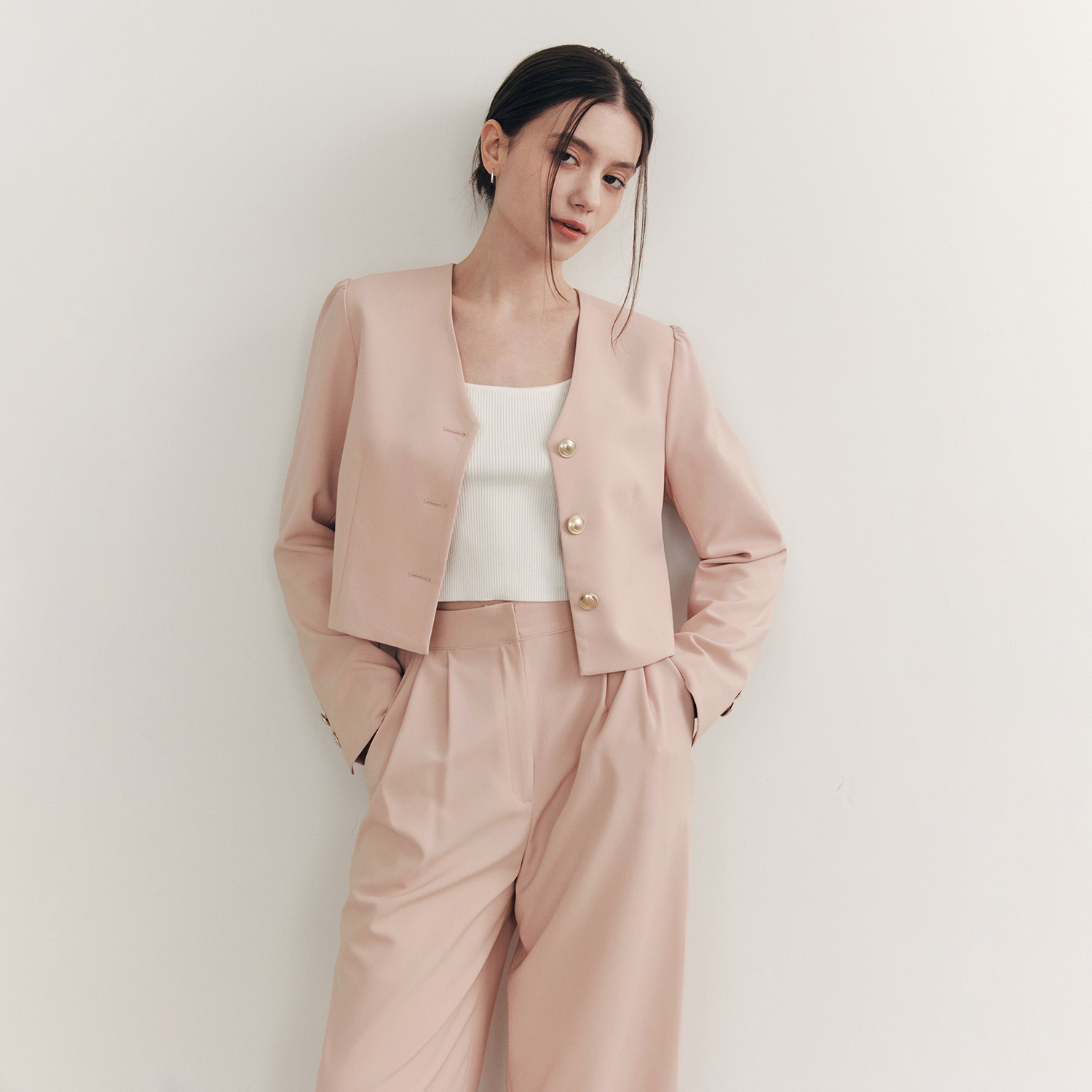 [제로스트릿] [세트] 블라썸 자켓 & 팬츠 [SET-UP] BLOSSOM JACKET & PANTS / PINK - 상세 이미지 2