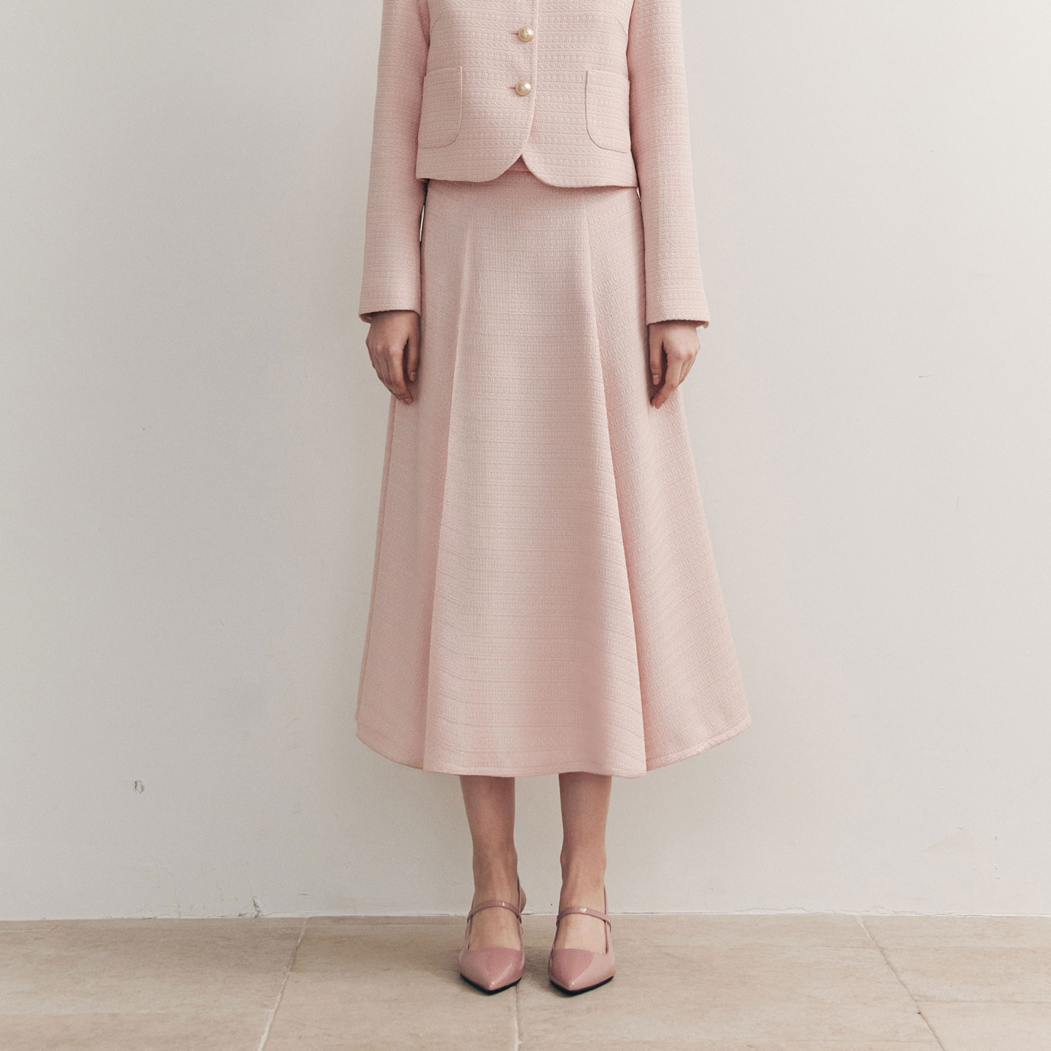 [제로스트릿] 아이비 트위드 롱 스커트 IVY TWEED LONG SKIRT / PINK 제품 이미지