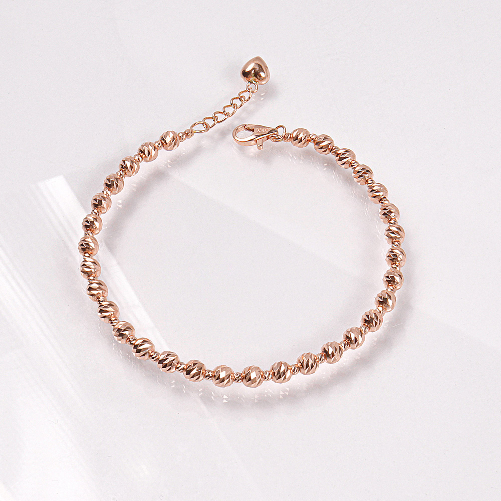 14K 18K 사선 컷팅 4mm 볼 팔찌 체인 레이어드 - 상세 이미지 4