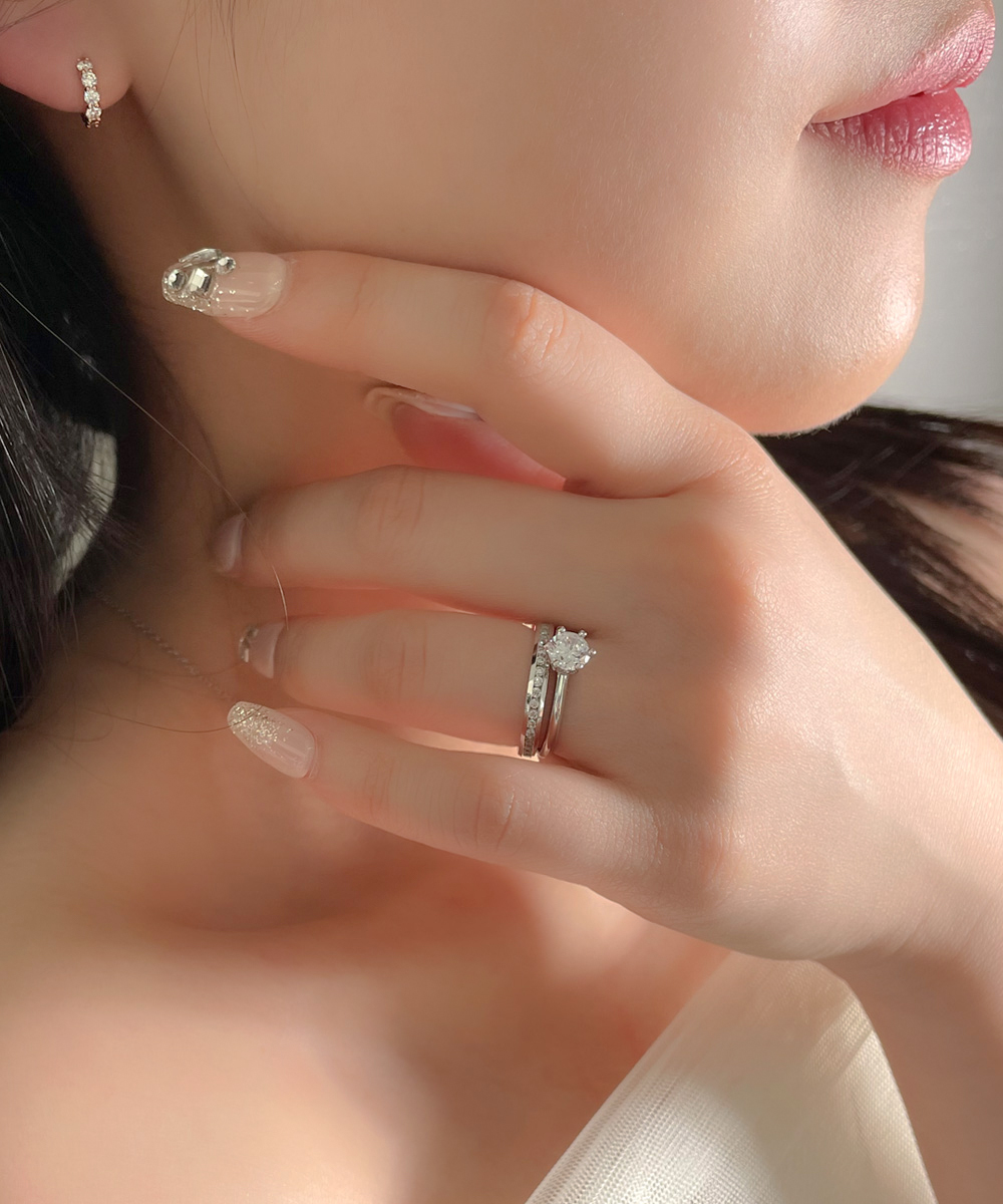3부 5부 다이아 반지 프로포즈 웨딩 기념일 이터니티 가드링 포함 천연 랩 - 상세 이미지 2
