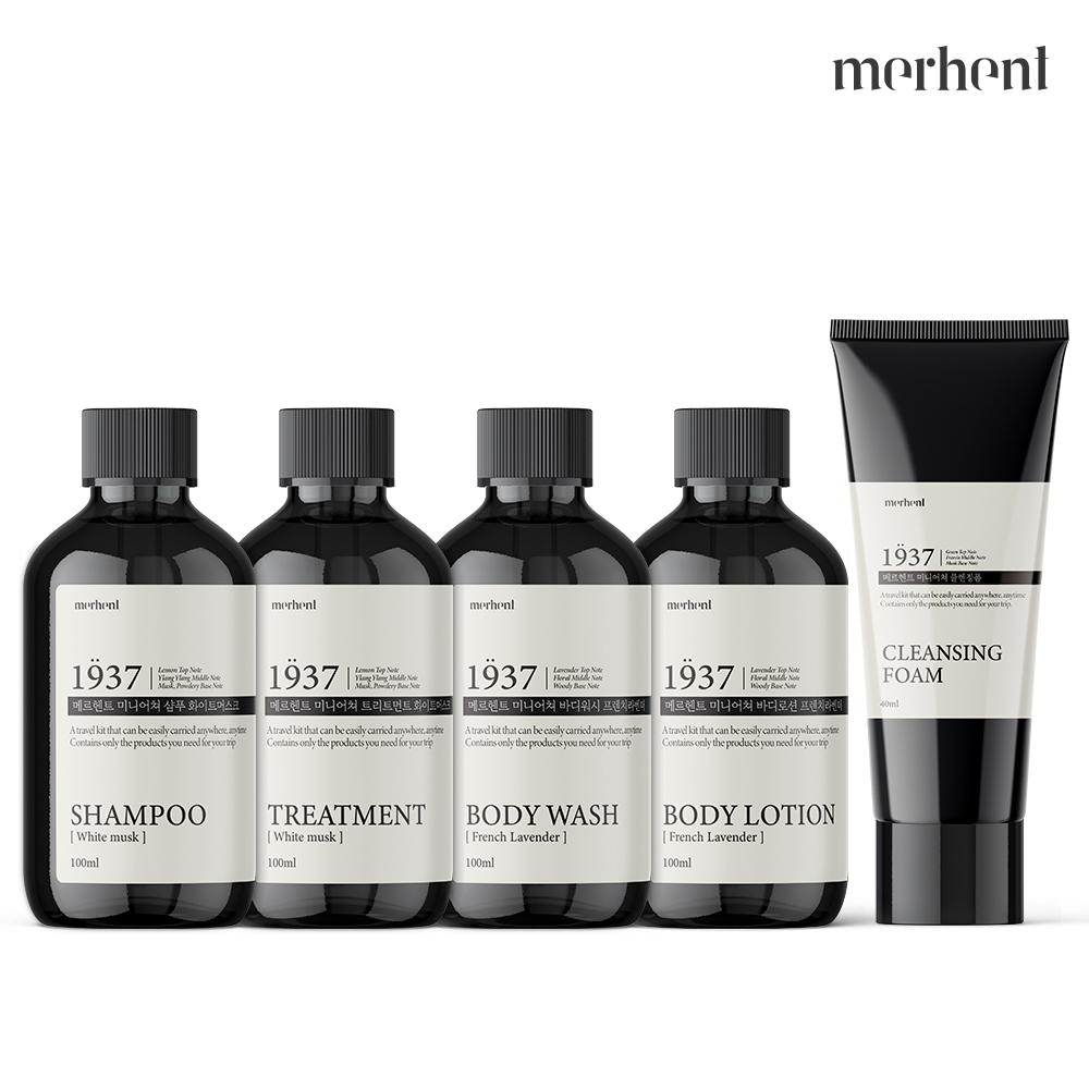 1+1 메르헨트 여행용 세면도구 트래블키트 헤어&바디 5종 세트 샴푸 바디워시 린스 폼클 - 상세 이미지 2