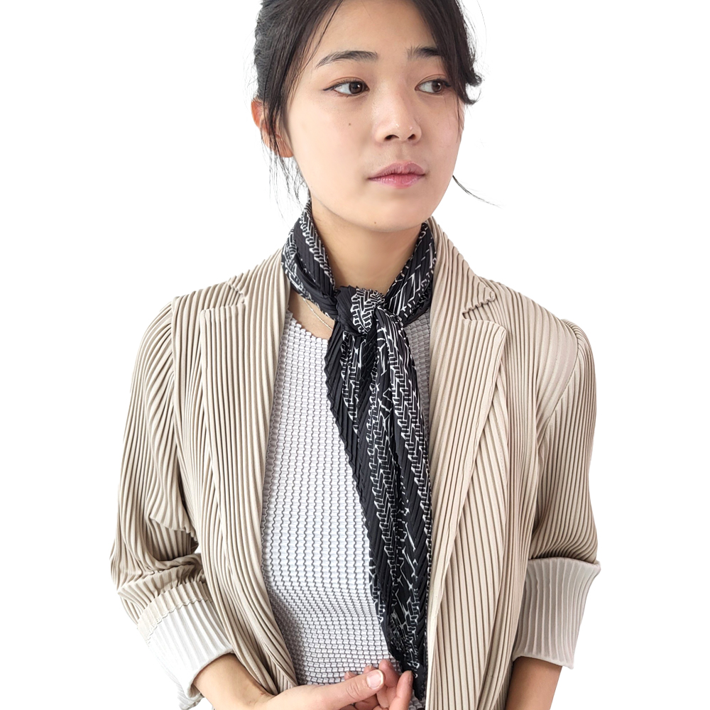 VSF40 플리츠 단아한 모노톤 실키한 정장 쁘띠 스카프