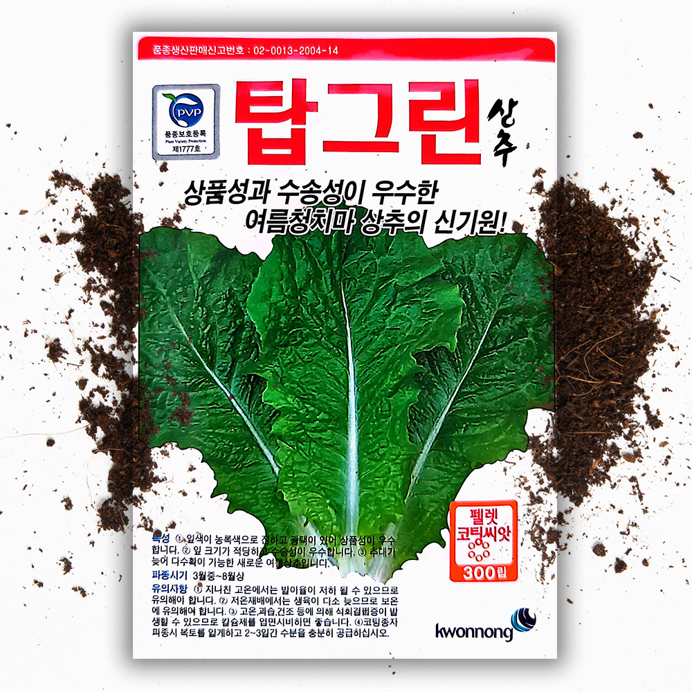 탑그린 여름 상추씨앗 300립 펠렛코팅 청상추 청치마 상추 씨 채소 종자 - 상품 이미지