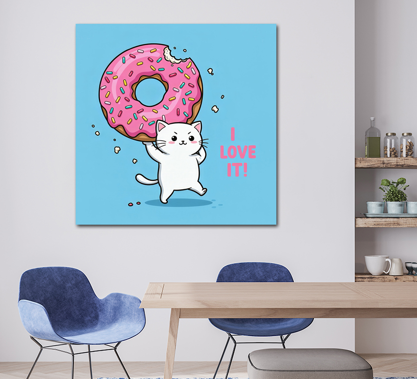 도넛큰 고양이 그림 거실 액자 아이방 현관 카페 팝아트 소형 - 상세 이미지 2