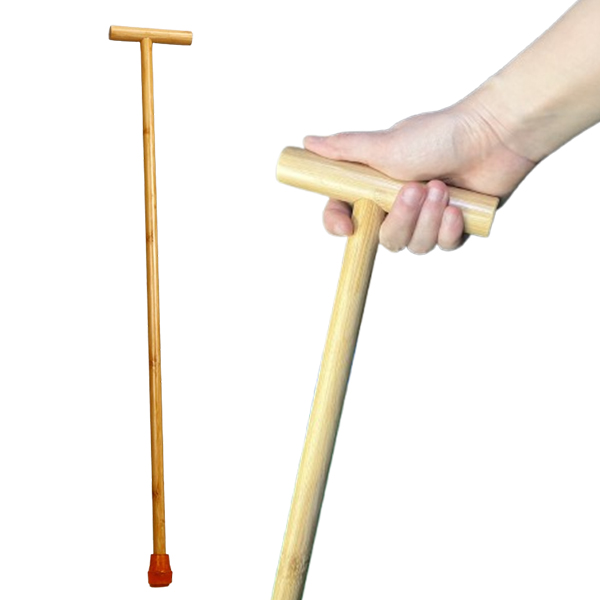 T자형 대나무 스틱 나무 원목 지팡이 보조 보행 어르신 부모님 할머니 할아버지 효도 선물 - 메인 이미지