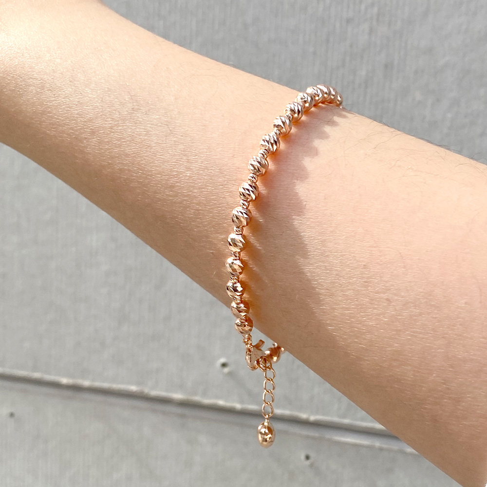 14K 18K 사선 컷팅 4mm 볼 팔찌 체인 레이어드