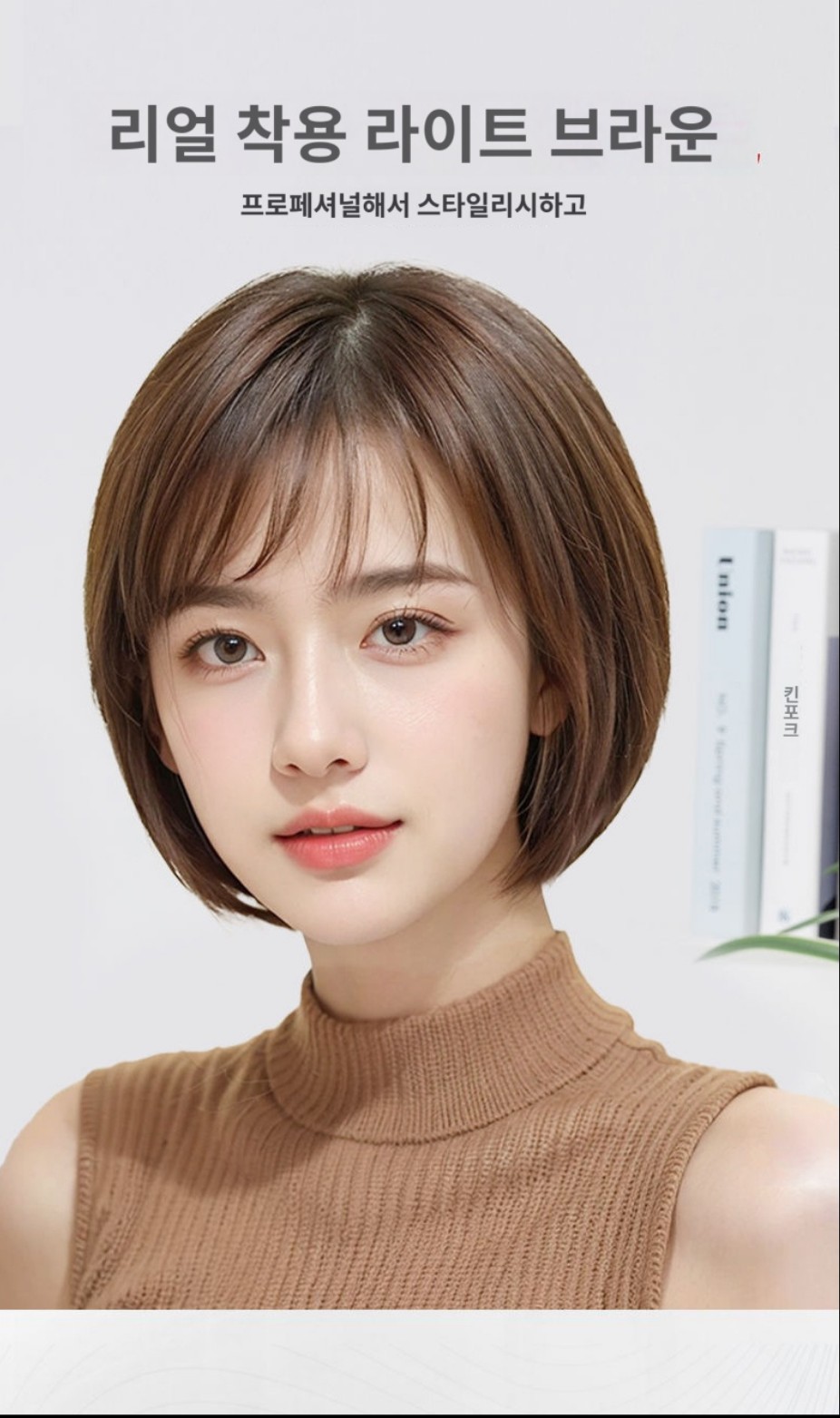 여성 중년 가발 항암가발 단발머리 통가발 - 상세 이미지 5