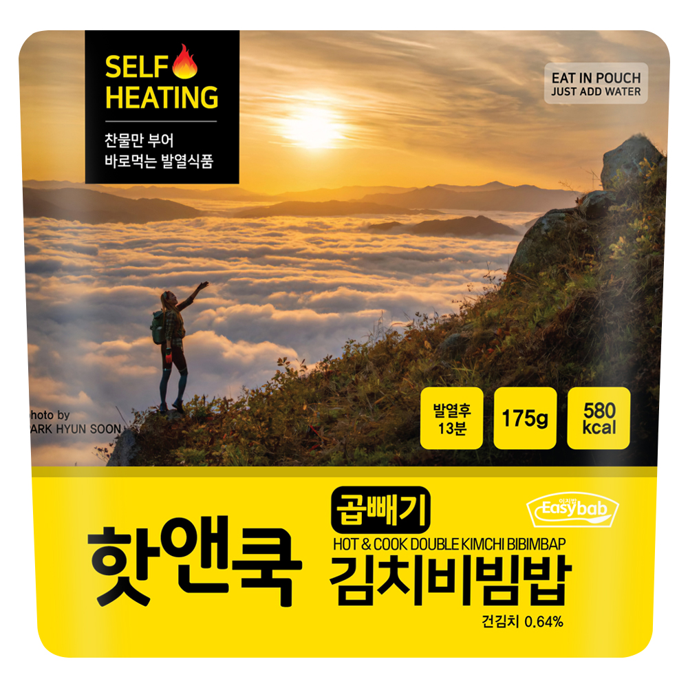 핫앤쿡 곱빼기 김치비빔밥 전투식량 비상식량 발열도시락 비화식 등산 캠핑 간편식