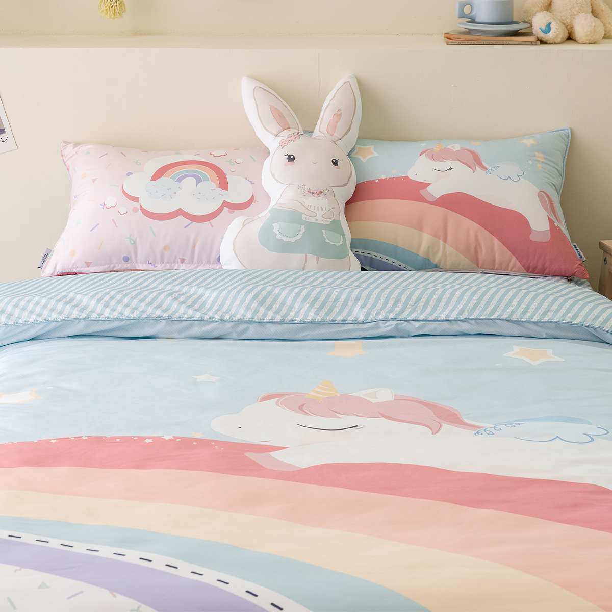 키즈 알러지 사계절 무봉제 누빔 이불커버 패드세트 엘리 (유니콘), S.SS(싱글.슈퍼싱글겸용)