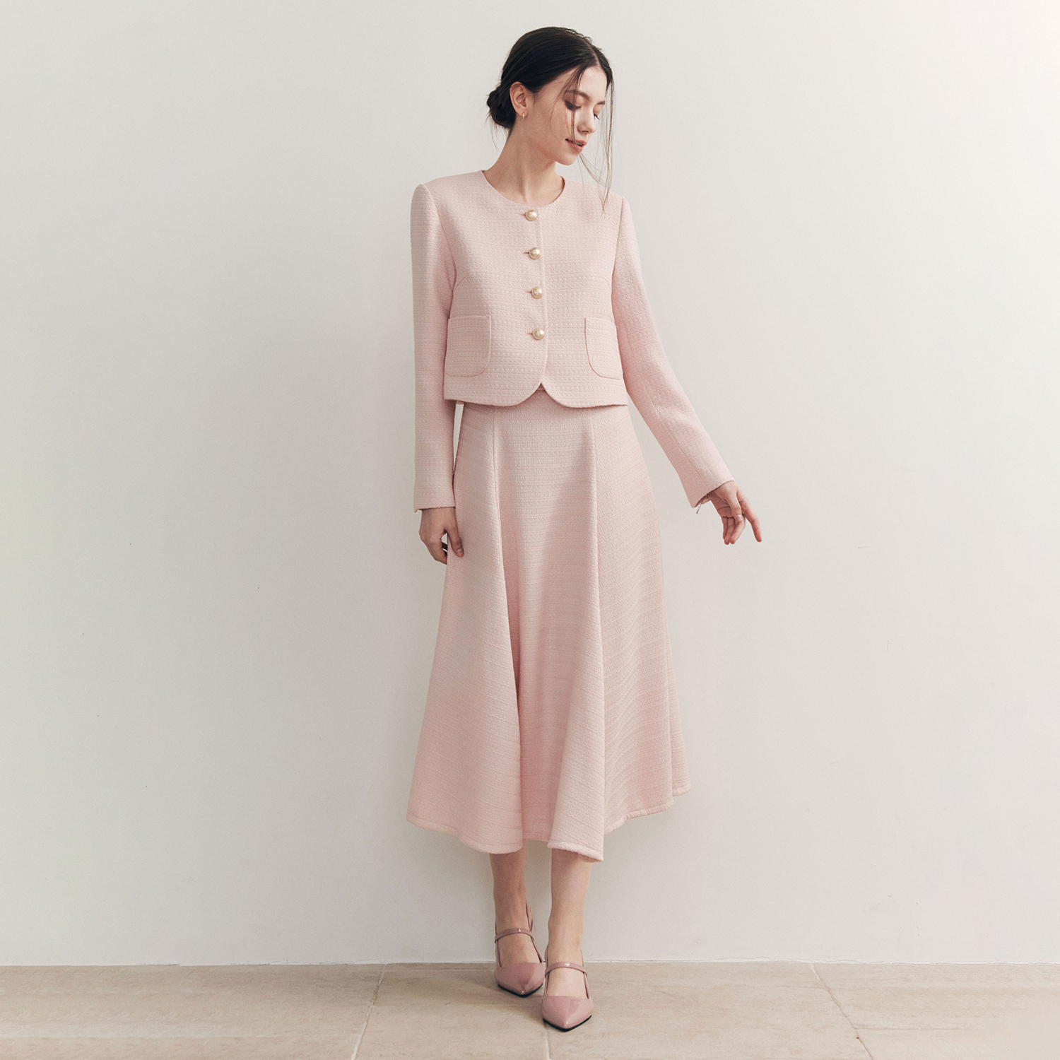 [제로스트릿] 아이비 트위드 롱 스커트 IVY TWEED LONG SKIRT / PINK - 상세 이미지 3