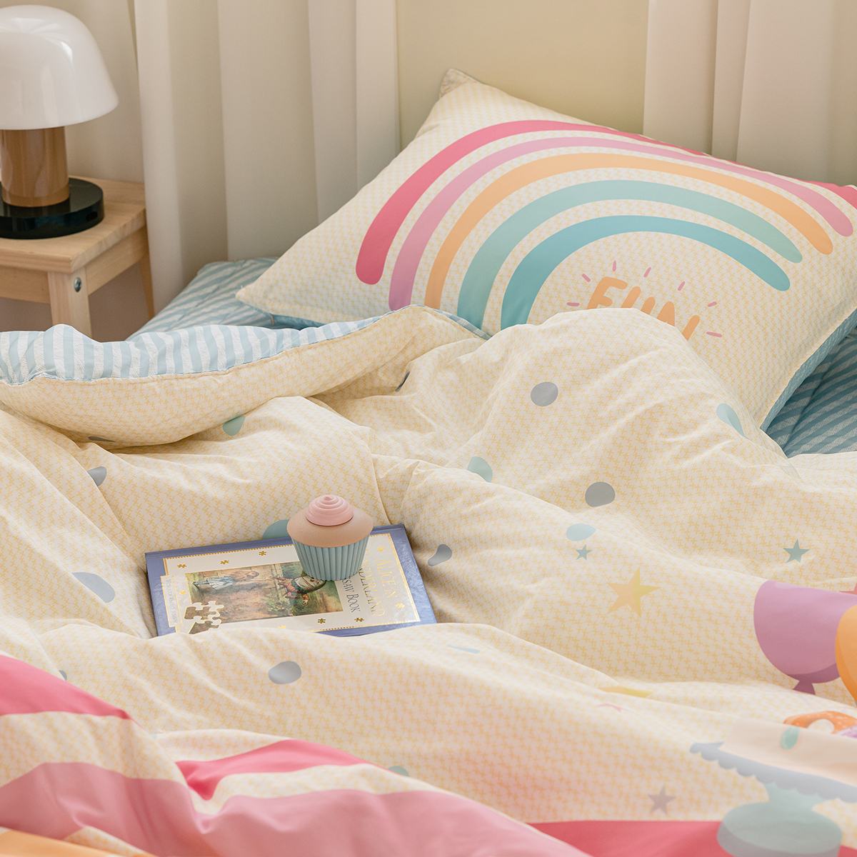 키덜트 취향저격 먼지없는 사계절 알러지케어 이불커버 베개세트 레인보우 (무지개), S.SS(싱글.슈퍼싱글겸용)