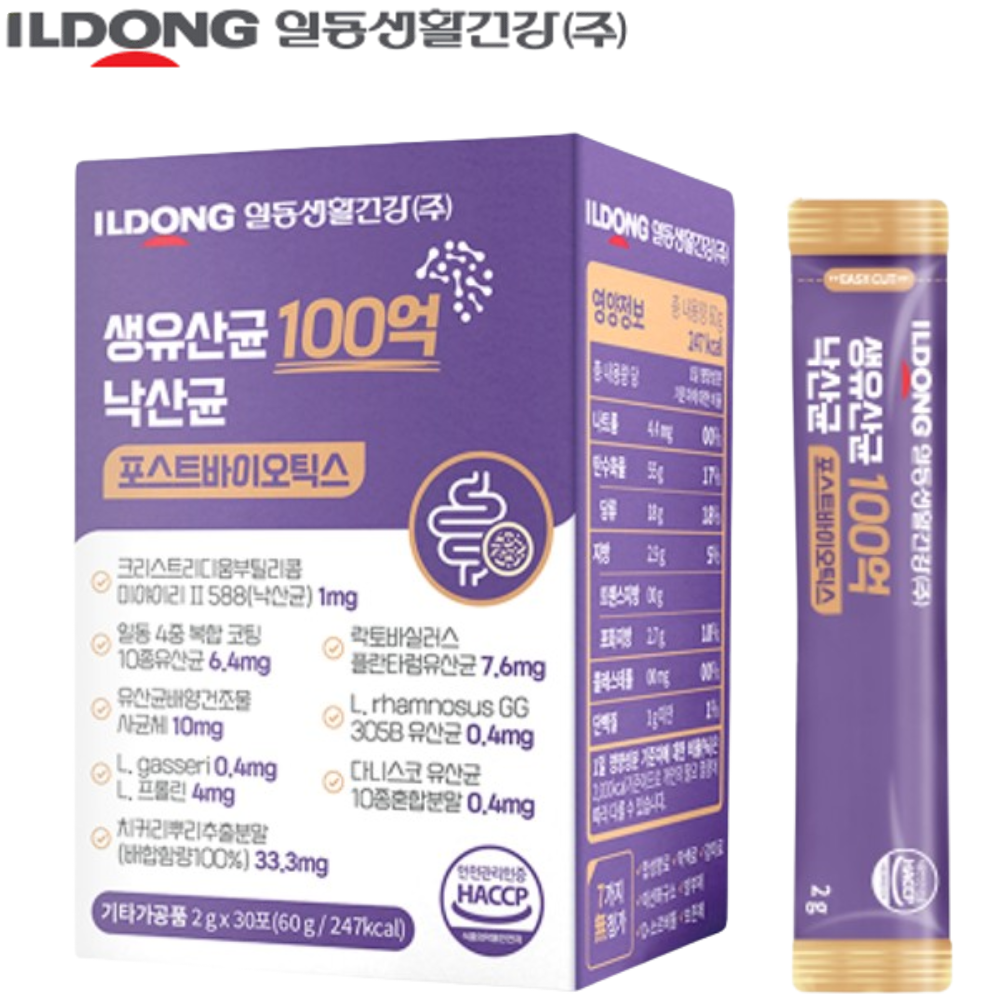 일동생활건강 100억 생 낙산균 유산균 30포 1박스 포스트바이오틱스 프리미엄 효능 - 메인 이미지