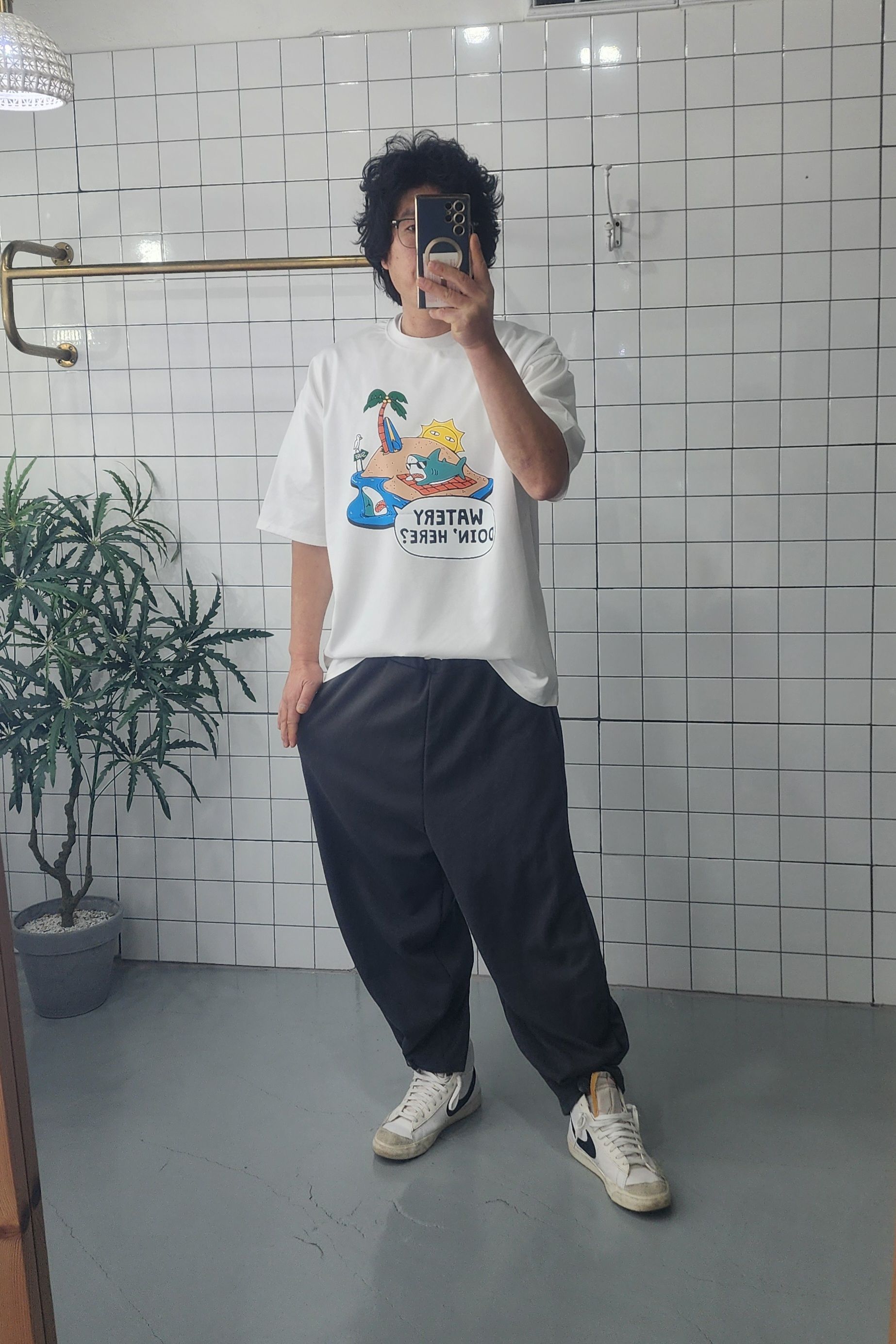10부 와이드 통 남자 여자 배기바지 이미지 6