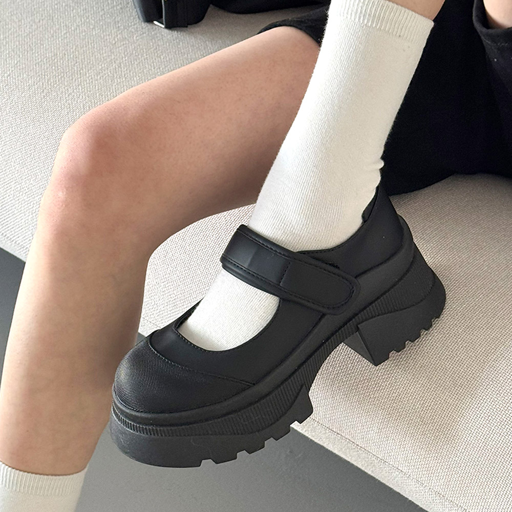 메리제인 발편한 청키 플랫폼 키높이 통굽 굽있는 로퍼 힐