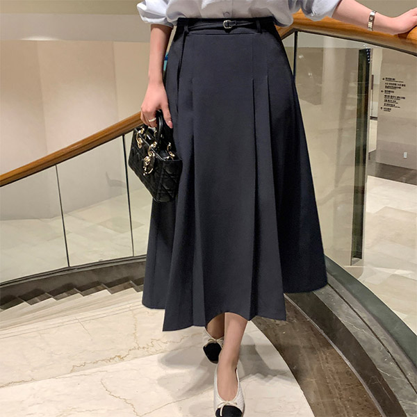 벨트 플리츠 롱 스커트 sk7218