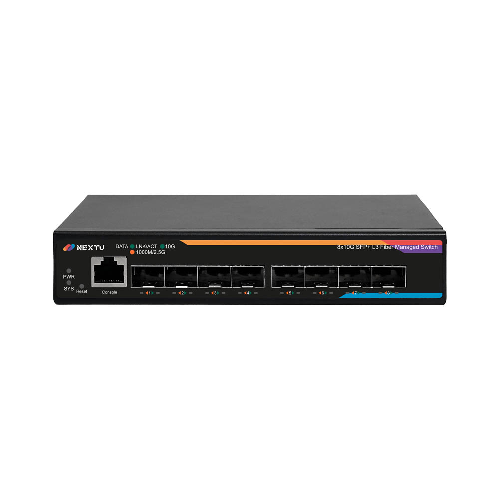 넥스트유 스하판 8포트 스위치허브 10G 광 8SFP+ L3 매니지먼트 인터넷 - 상품 이미지