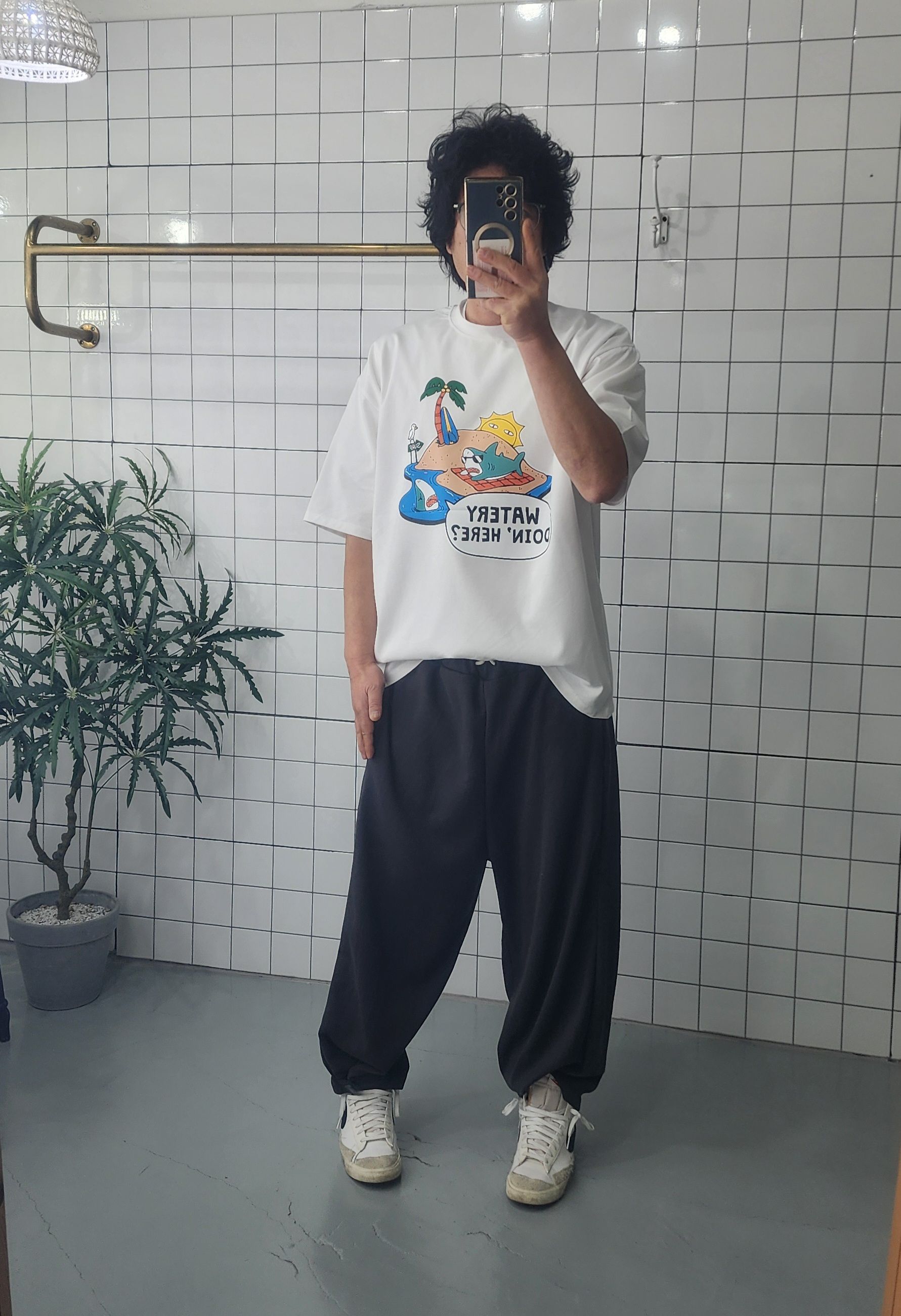 10부 와이드 통 남자 여자 배기바지 이미지 7